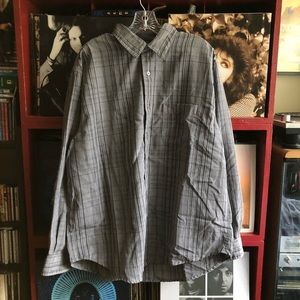 Grey and black plaid long sleeve button down